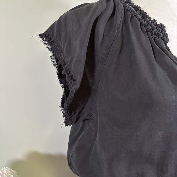 Bella Dahl Frayed Smocked Waist Dress M Black Adjustable Waist - Picture 3 of 7